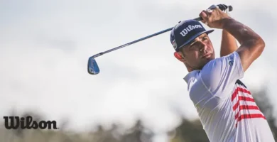 golfista usando bastones wilson