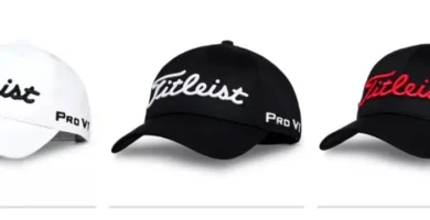 Collage de gorras de golf en España con modelos de Titleist, Callaway, Nike y más, diseñadas para confort, protección solar y estilo en el campo.